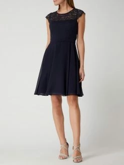 V.M. Cocktailkleid Aus Floraler Spitze Und Chiffon - Marineblau