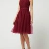 Luxuar Cocktailkleid Aus Mesh Und Spitze - Bordeaux Rot