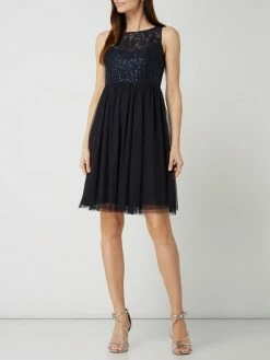 Vila-shop 17 Jake*s Cocktail Cocktailkleid Aus Mesh Mit Floralen Zierborten - Marineblau Meliert