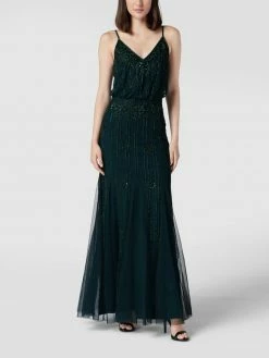 LACE & BEADS Abendkleid Mit Paillettenbesatz In Maxilänge - Dunkelgrün