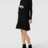 Mamalicious Umstands-Kleid In Ripp-Optik Modell 'MLrosina Jersey Dress' - Schwarz