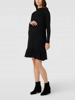 Mamalicious Umstands-Kleid In Ripp-Optik Modell 'MLrosina Jersey Dress' - Schwarz