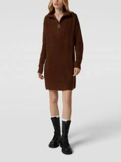 Noisy May Strickkleid Mit Kurzem Reißverschluss Modell 'WALICE' - Haselnuss Braun