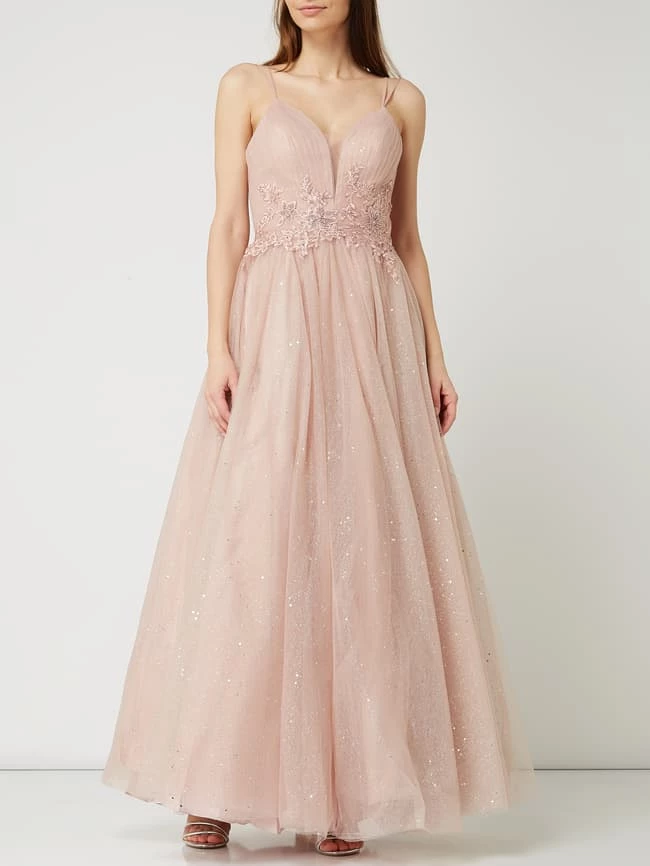 Mascara Abendkleid Aus Tüll Mit Glitter-Effekt - Mauve 1 Mascara Abendkleid Aus Tüll Mit Glitter-Effekt - Mauve