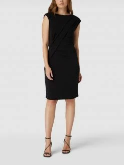 Comma Knielanges Kleid Mit Wickel-Optik - Schwarz