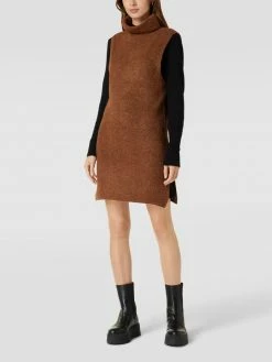 Pieces Strickkleid Mit Rollkragen Modell 'ELLEN' - Cognac