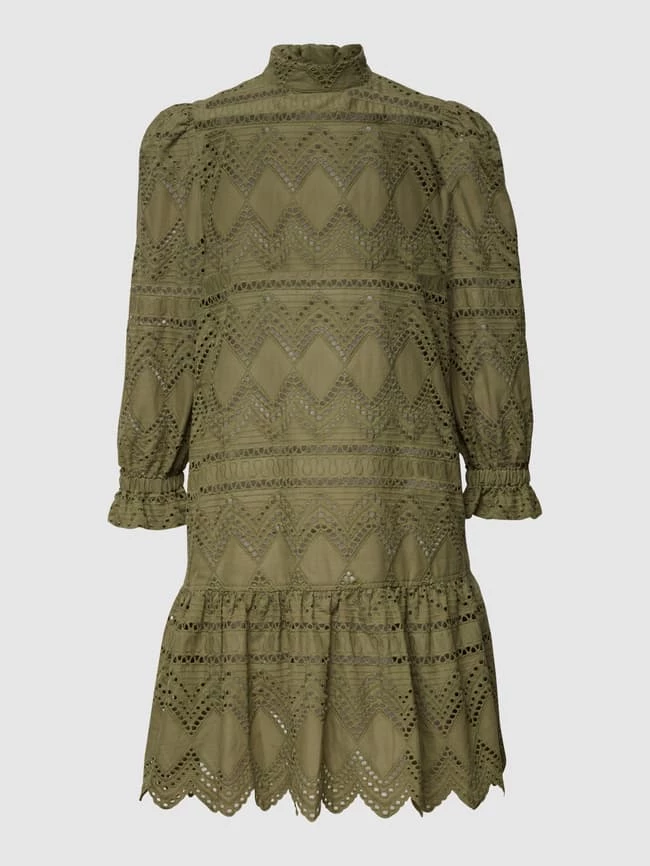 HUGO Minikleid Mit Lochstickerei - Khaki 2 HUGO Minikleid Mit Lochstickerei - Khaki – Bild 2