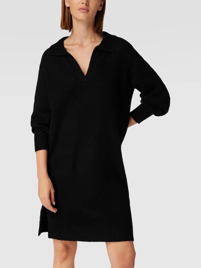 Kaffe Knielanges Kleid Mit V-Ausschnitt Modell 'Wendy' - Schwarz 4 Kaffe Knielanges Kleid Mit V-Ausschnitt Modell 'Wendy' - Schwarz – Bild 4