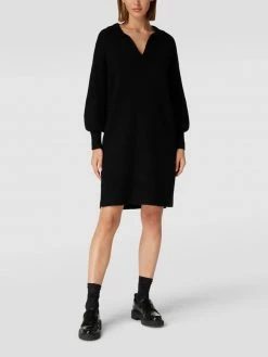 Kaffe Knielanges Kleid Mit V-Ausschnitt Modell 'Wendy' - Schwarz