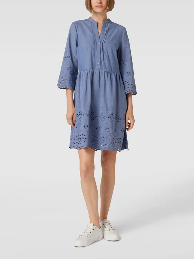 Jake*s Collection Knielanges Kleid Mit Lochstickerei - Jeans 1 Jake*s Collection Knielanges Kleid Mit Lochstickerei - Jeans