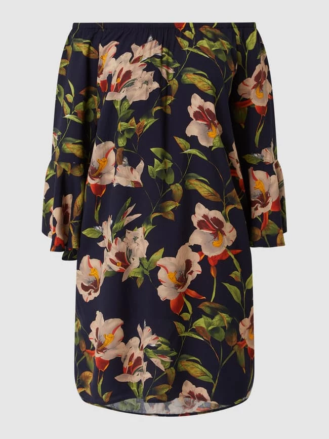 Apricot Off-Shoulder-Kleid Mit Floralem Muster - Marineblau 2 Apricot Off-Shoulder-Kleid Mit Floralem Muster - Marineblau – Bild 2