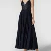 Swing Abendkleid Mit Paillettenbesatz - Marineblau