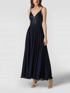 Swing Abendkleid Mit Paillettenbesatz - Marineblau