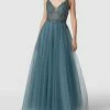 Mascara Abendkleid Mit Ziersteinbesatz - Rauchblau