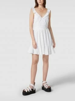Guess Minikleid Mit Floralem Lochstickmuster - Weiß