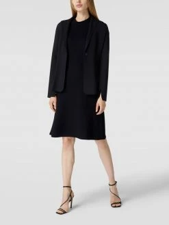 Taifun Knielanges Kleid Mit Rundhalsausschnitt - Marineblau