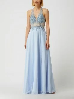 Luxuar Abendkleid Mit Strasssteinen - Hellblau