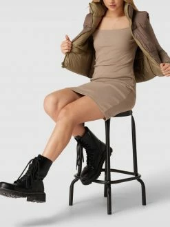 Calvin Klein Jeans Minikleid In Ripp-Optik Modell 'SQUARE NECK RIB DRESS' - Beige