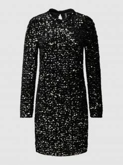 Pieces Kleid Mit Paillettenbesatz Modell 'KAM' - Schwarz