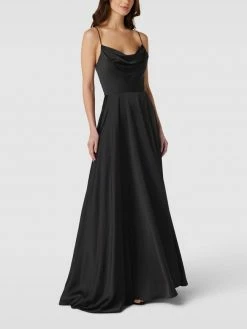 V.M. Abendkleid Mit Wasserfall-Ausschnitt - Schwarz