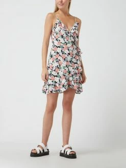 Only Wickelkleid In Minilänge Mit Asymmetrischem Volantsaum - Schwarz