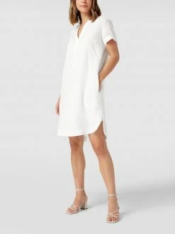 Emily Van Den Bergh Knielanges Leinenkleid Mit V-Ausschnitt - Offwhite