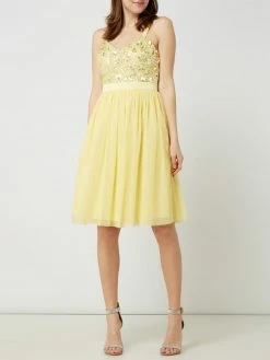Jake*s Cocktail Cocktailkleid Aus Mesh Mit Pailletten-Applikationen - Hellgelb