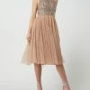 MAYA DELUXE Cocktailkleid Mit Pailletten - Taupe