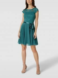 Swing Cocktailkleid Mit Spitzenbesatz - Petrol