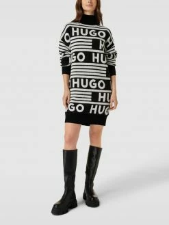 HUGO Minikleid Mit Allover-Label-Muster Modell 'Sisminy' - Schwarz