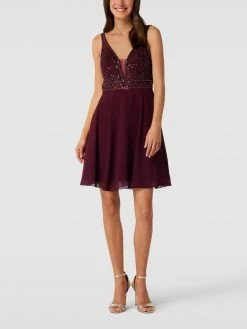 Vila-shop 58 Laona Cocktailkleid Mit Zierbesatz - Bordeaux Rot