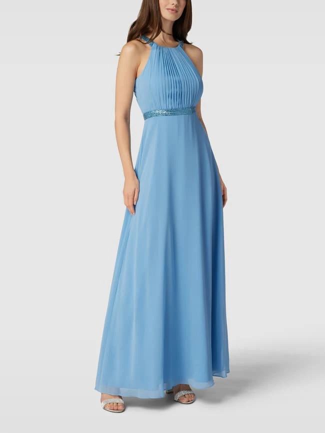 V.M. Abendkleid Mit Neckholder - Hellblau 1 V.M. Abendkleid Mit Neckholder - Hellblau