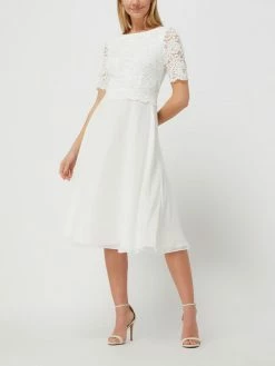 Vila-shop 11 Vera Mont Cocktailkleid Aus Floraler Spitze Und Chiffon - Offwhite