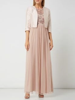 Christian Berg Cocktail Abendkleid Aus Mesh Mit Zierperlen - Altrosa