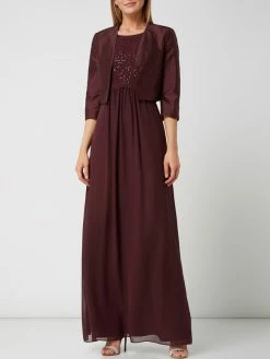 Jake*s Cocktail Abendkleid Mit Oberteil Aus Floraler Spitze - Aubergine