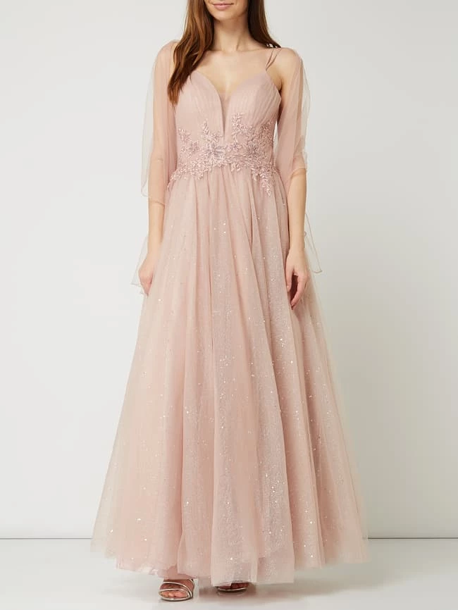 Mascara Abendkleid Aus Tüll Mit Glitter-Effekt - Mauve 5 Mascara Abendkleid Aus Tüll Mit Glitter-Effekt - Mauve – Bild 5