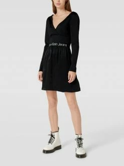 Calvin Klein Jeans Kleid Mit V-Ausschnitt Modell 'ELASTIC' - Schwarz