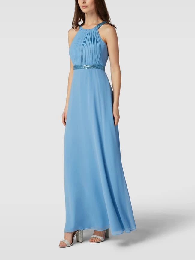 V.M. Abendkleid Mit Neckholder - Hellblau 4 V.M. Abendkleid Mit Neckholder - Hellblau – Bild 4