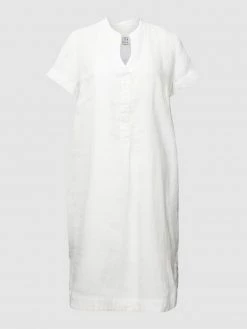 Alternative view of Emily Van Den Bergh Knielanges Leinenkleid Mit V-Ausschnitt - Offwhite