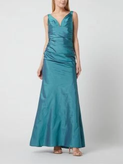 Vila-shop 32 Luxuar Abendkleid Aus Taft - Petrol