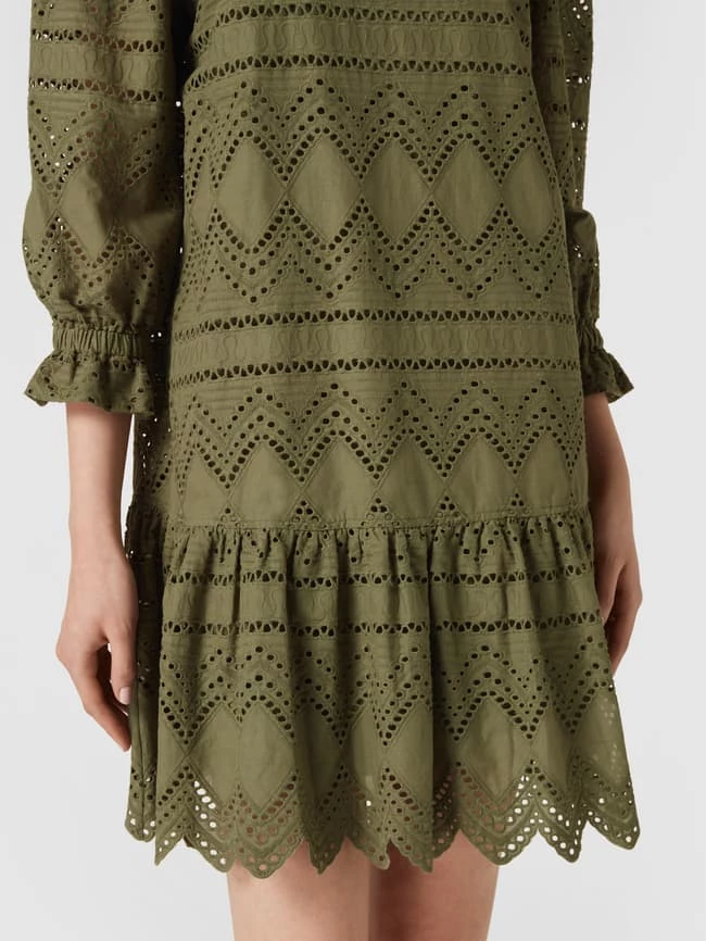 HUGO Minikleid Mit Lochstickerei - Khaki 3 HUGO Minikleid Mit Lochstickerei - Khaki – Bild 3