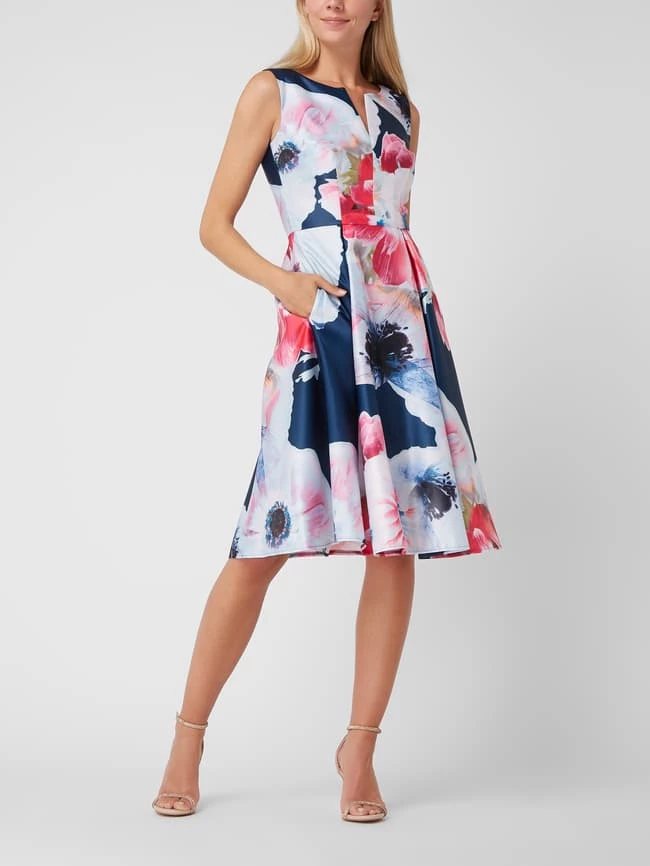 Christian Berg Cocktail Cocktailkleid Aus Satin - Marineblau Meliert 1 Christian Berg Cocktail Cocktailkleid Aus Satin - Marineblau Meliert