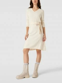 ICHI Knielanges Kleid Mit Taillenband Modell 'Kava' - Sand Meliert