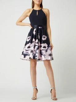 V.M. Cocktailkleid Mit Floralem Muster - Marineblau