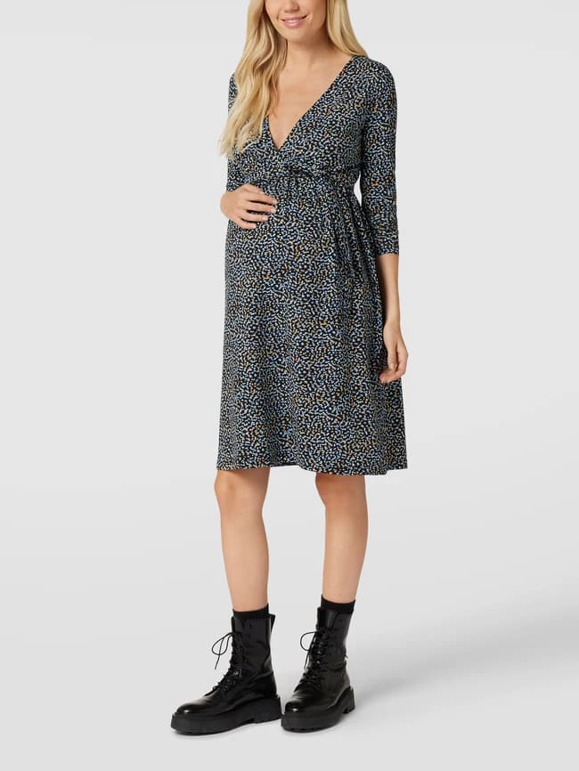 Mamalicious Blusenkleid Mit Allover-Muster Modell 'TESS' - Schwarz 1 Mamalicious Blusenkleid Mit Allover-Muster Modell 'TESS' - Schwarz