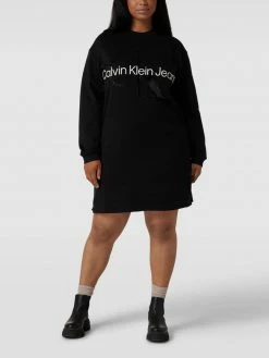 Calvin Klein Jeans Plus PLUS SIZE Sweatkleid Mit Label-Print Modell 'GLOSSY MONOGRAM' - Schwarz