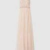 Jake*s Cocktail Abendkleid Aus Mesh Mit Zierperlen - Metallic Rosa Meliert