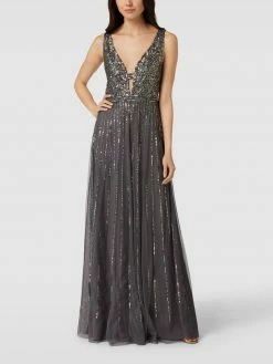 LACE & BEADS Abendkleid Mit Paillettenbesatz - Mittelgrau